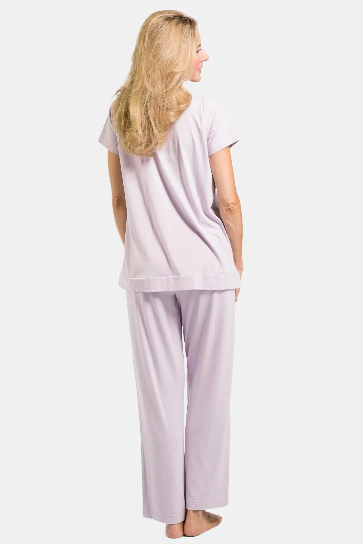 Women's Jersey Pajama Set with Gift Box- Short Sleeve Top and Full Length Pant