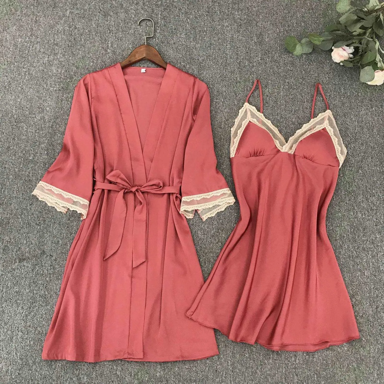 Women's Satin Robe and Nightgown Sleepwear Set