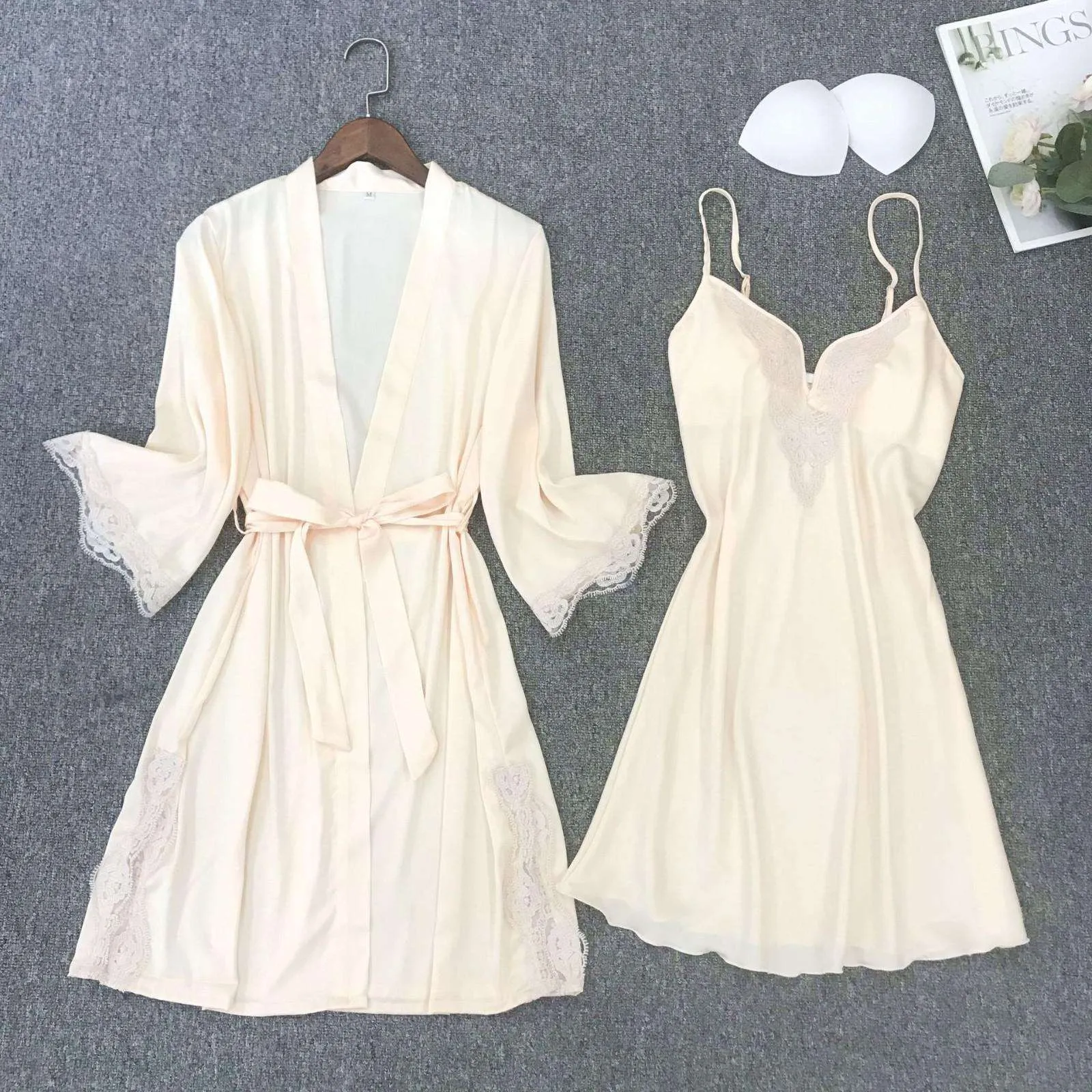 Women's Satin Robe and Nightgown Sleepwear Set