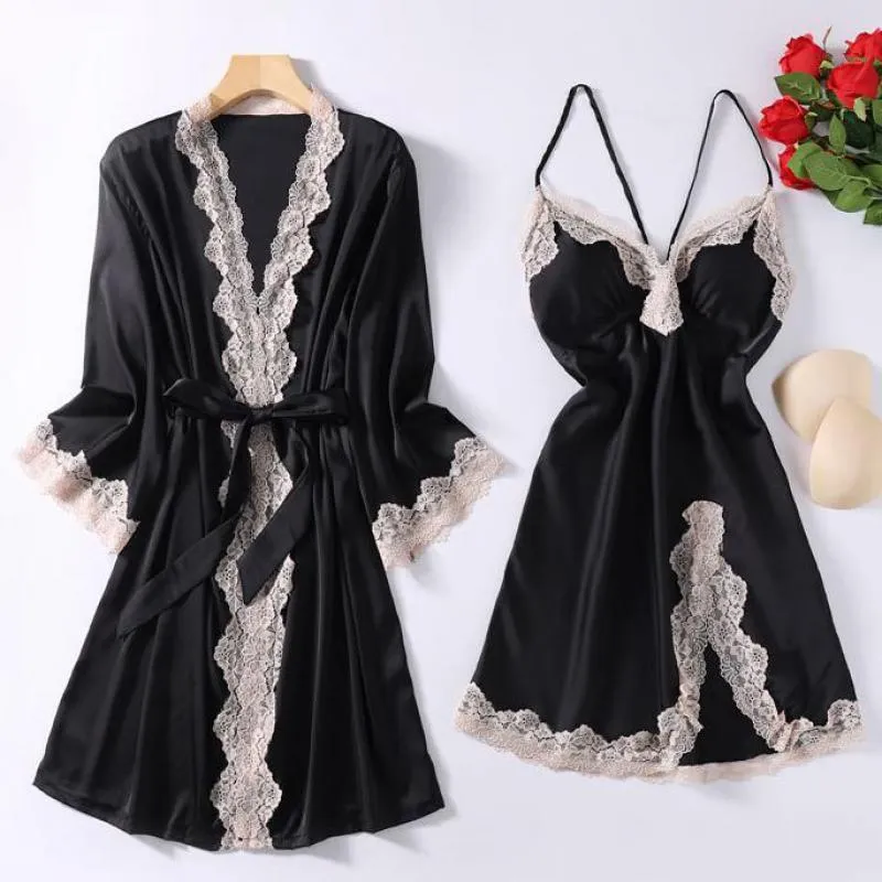 Women's Satin Robe and Nightgown Sleepwear Set