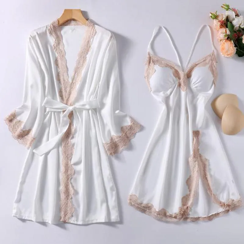 Women's Satin Robe and Nightgown Sleepwear Set