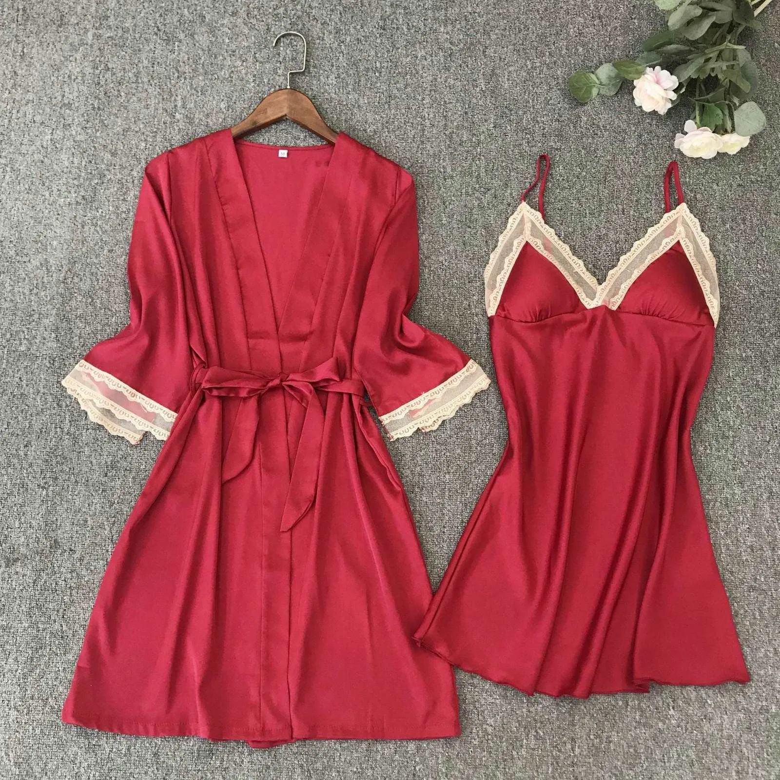 Women's Satin Robe and Nightgown Sleepwear Set