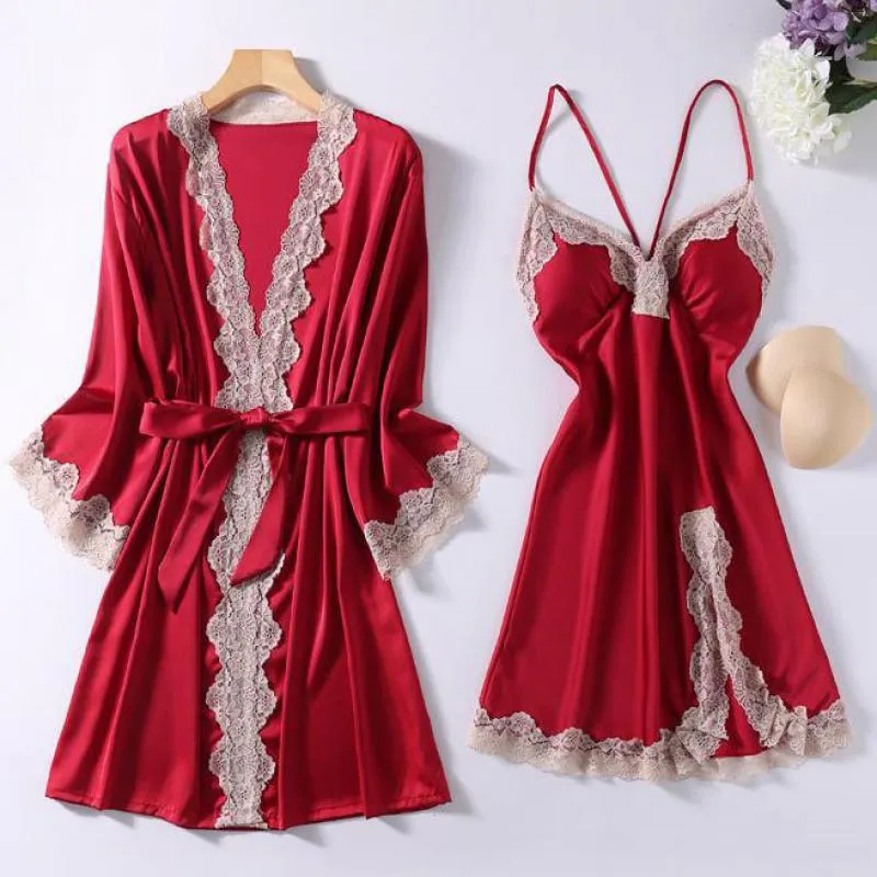 Women's Satin Robe and Nightgown Sleepwear Set