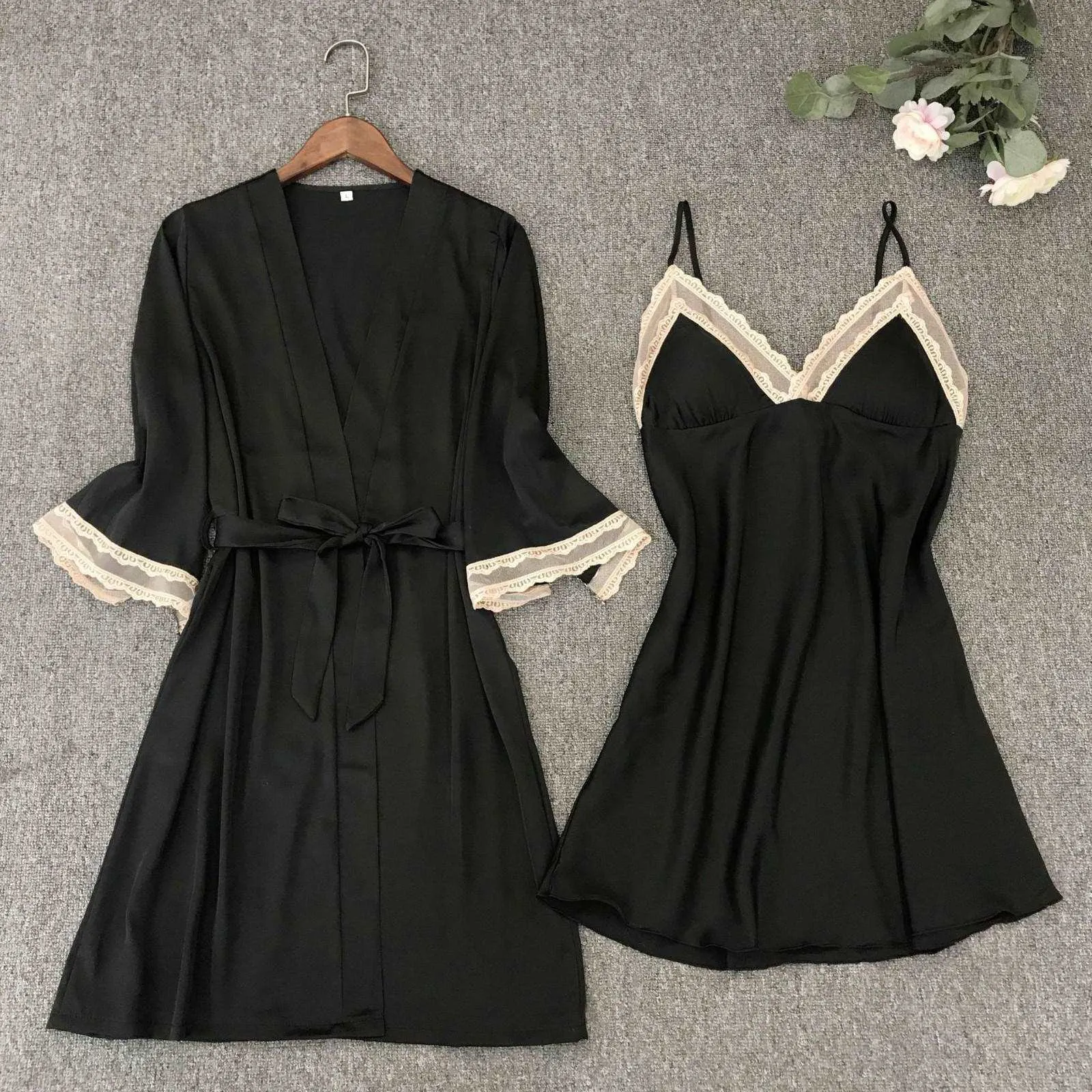 Women's Satin Robe and Nightgown Sleepwear Set