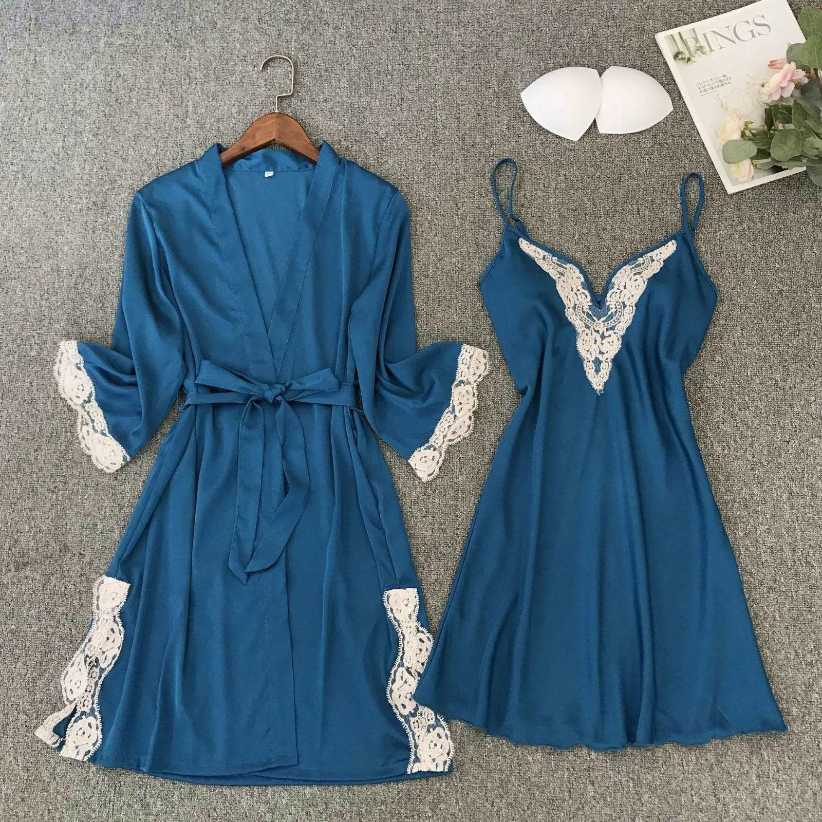 Women's Satin Robe and Nightgown Sleepwear Set