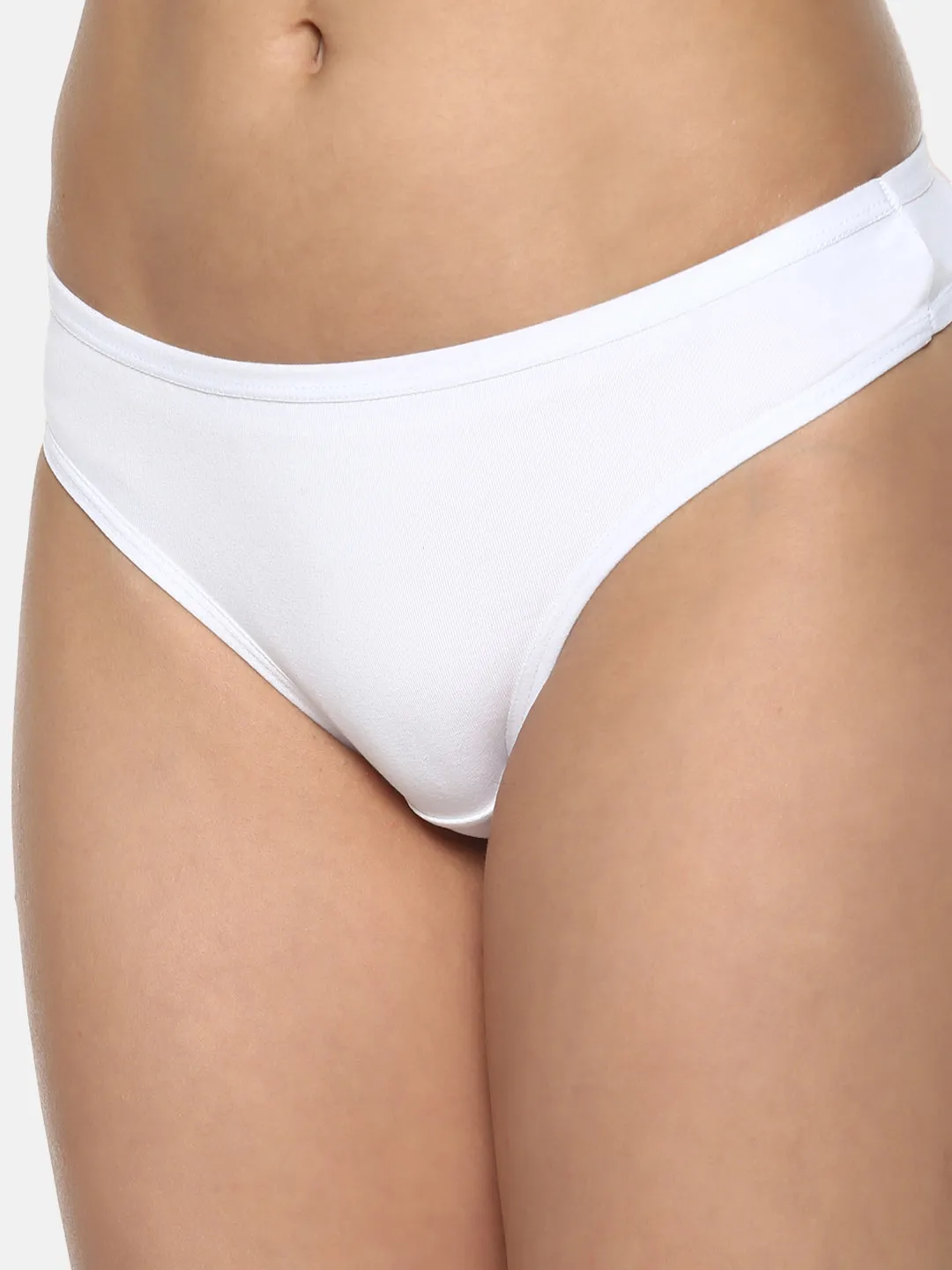 Women’s Solid White Low-Rise Thong Brief | SUNNY-WH-1 |