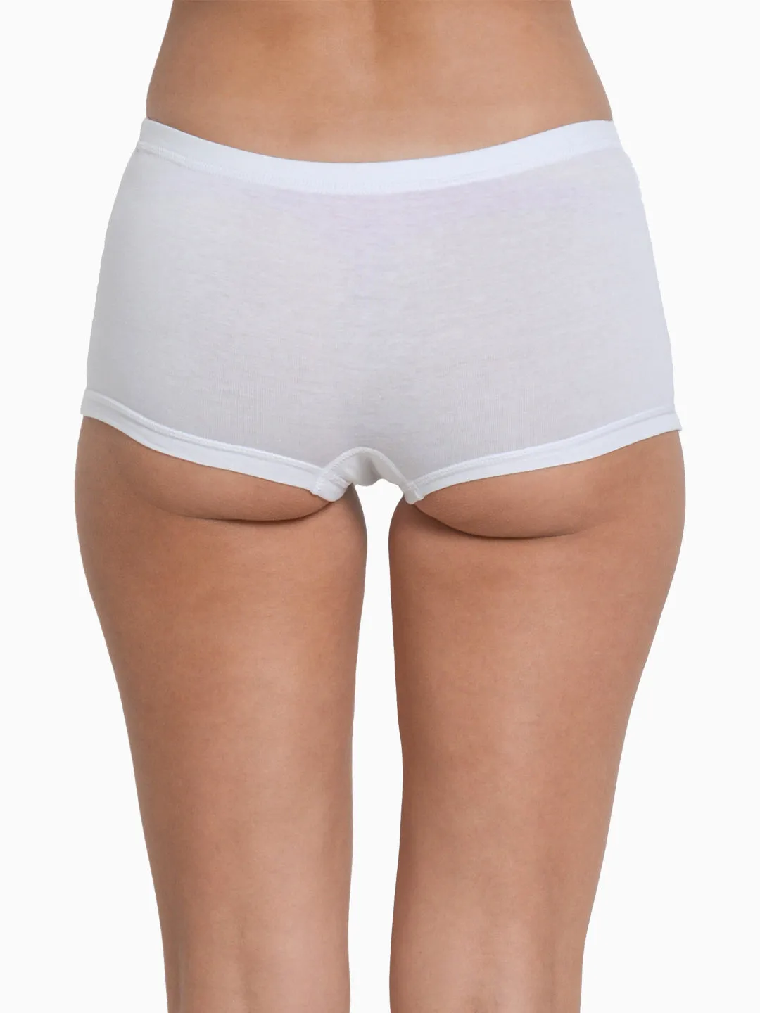 Women’s Solid White Mid-Rise BoyShort Brief | JOY-WH-1 |