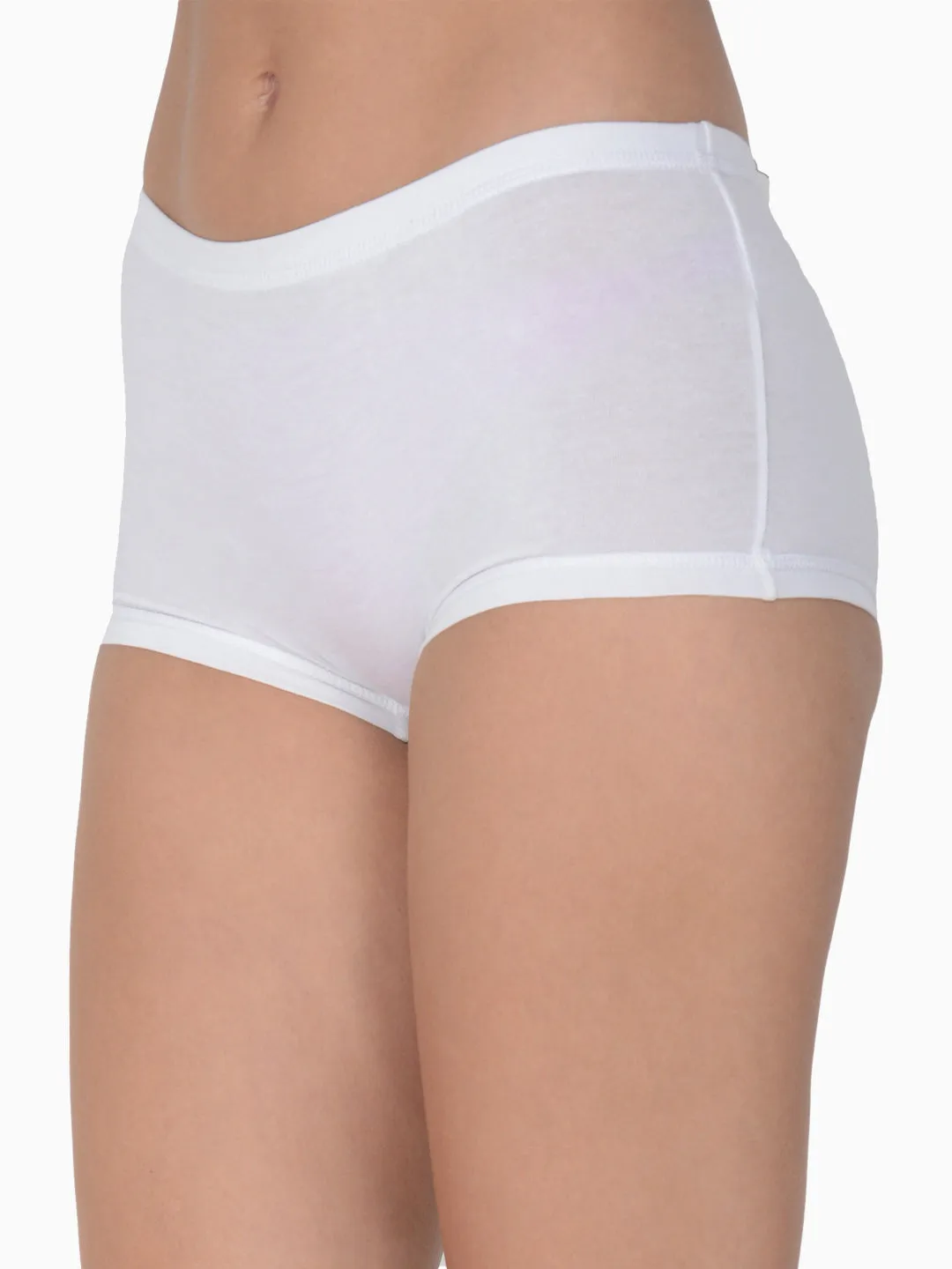 Women’s Solid White Mid-Rise BoyShort Brief | JOY-WH-1 |