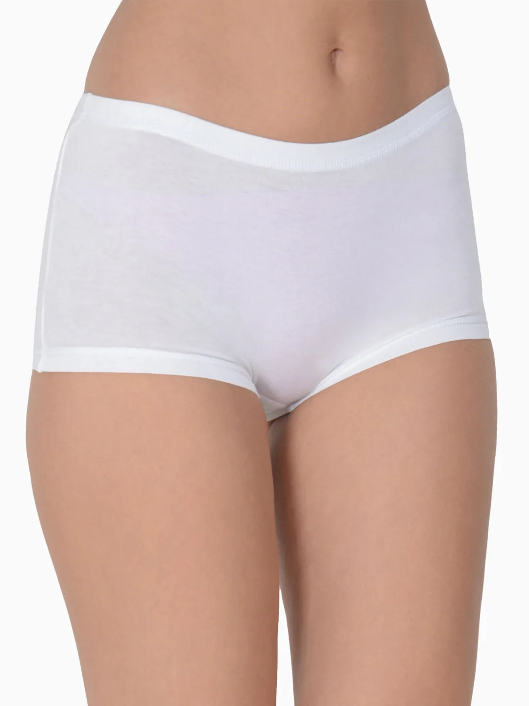 Women’s Solid White Mid-Rise BoyShort Brief | JOY-WH-1 |